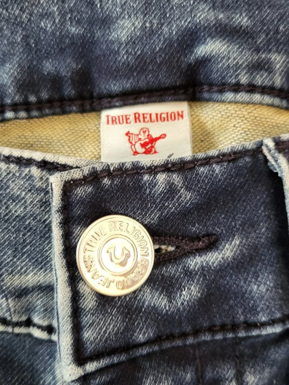 True Religion Rocco Relaxed Skinny Jeans Mens 33 Heavy Wash Stretch Denim